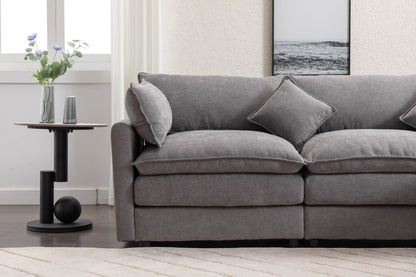 Louie Sofa L Shape, Modular Couch with Ottoman - Gray