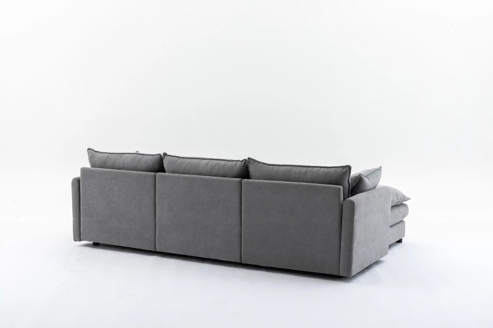 Louie Sofa L Shape, Modular Couch with Ottoman - Gray