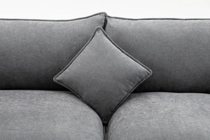 Louie Sofa L Shape, Modular Couch with Ottoman - Gray