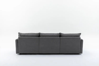 Louie Sofa L Shape, Modular Couch with Ottoman - Gray
