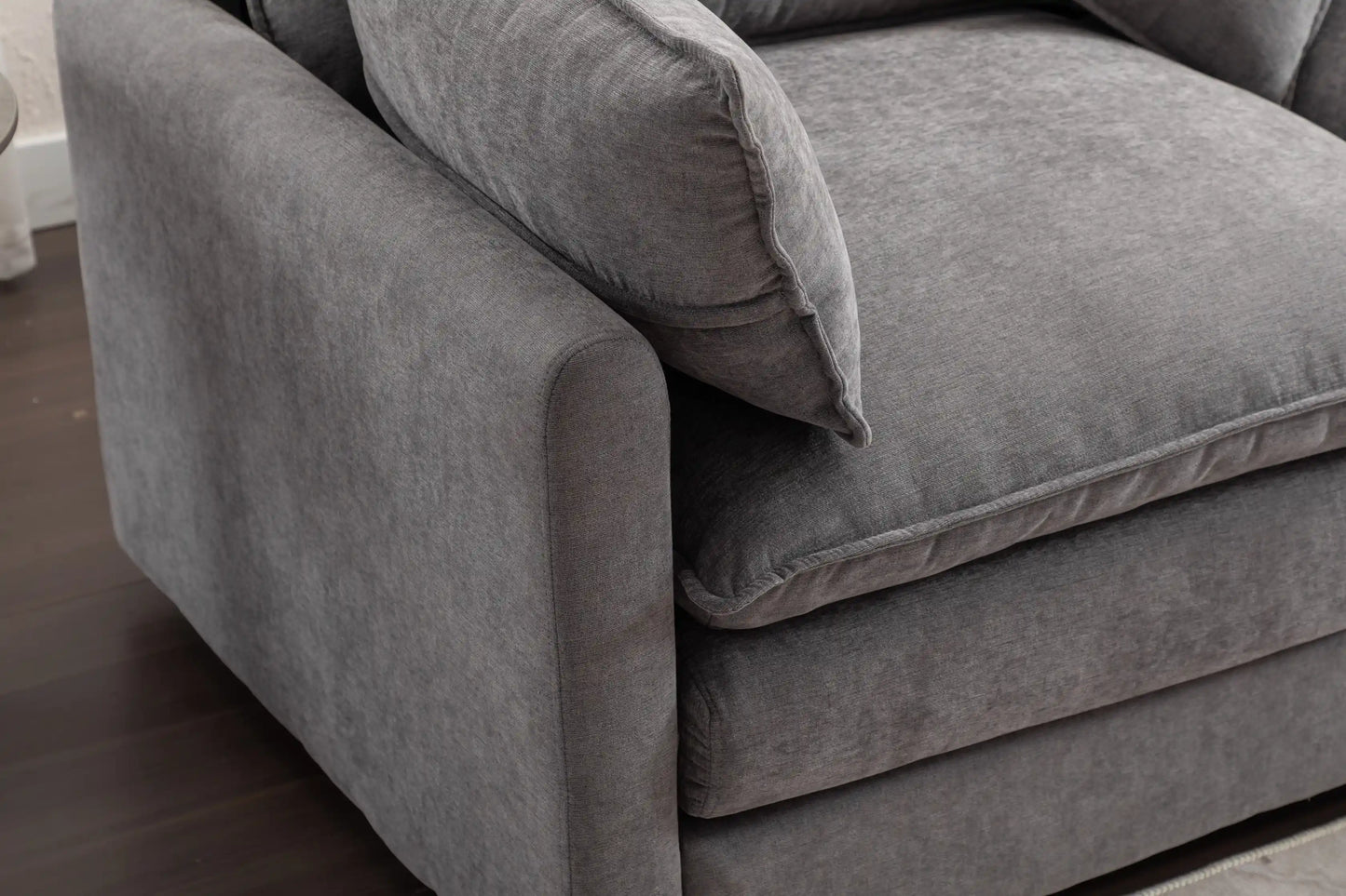 Louie Sofa L Shape, Modular Couch with Ottoman - Gray