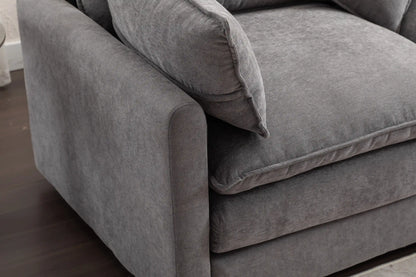 Louie Sofa L Shape, Modular Couch with Ottoman - Gray