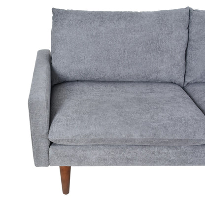 Louie Small Velvet Couch, L Shape Sofa with Chaise, Gray