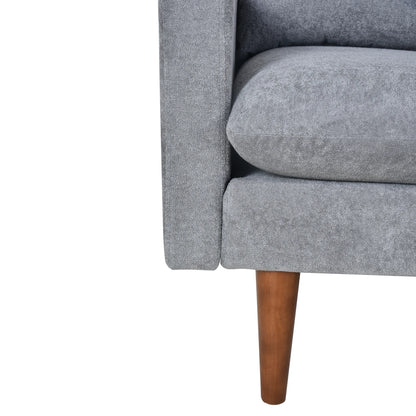 Louie Small Velvet Couch, L Shape Sofa with Chaise, Gray