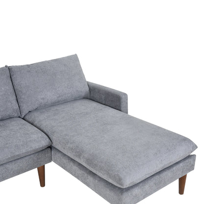 Louie Small Velvet Couch, L Shape Sofa with Chaise, Gray