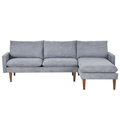 Louie Small Velvet Couch, L Shape Sofa with Chaise, Gray