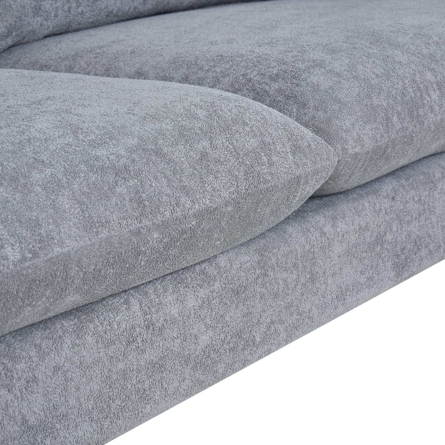 Louie Small Velvet Couch, L Shape Sofa with Chaise, Gray