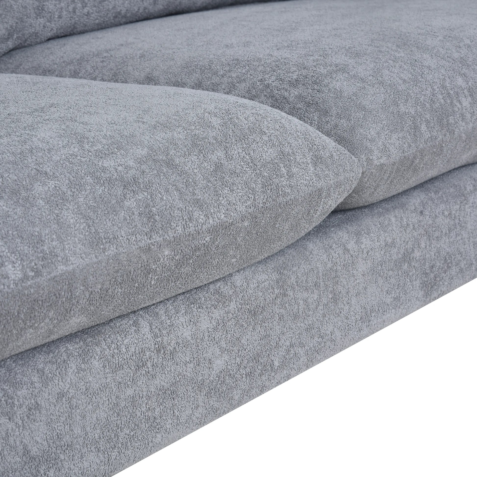Louie Small Velvet Couch, L Shape Sofa with Chaise, Gray