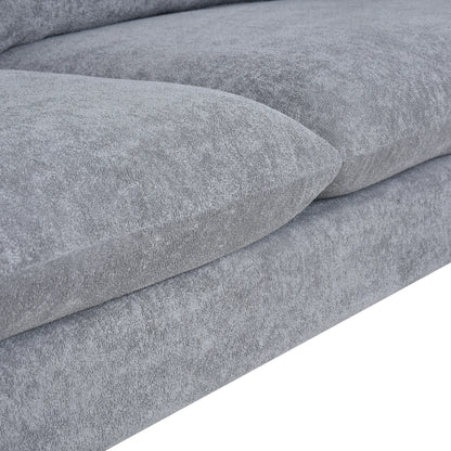 Louie Small Velvet Couch, L Shape Sofa with Chaise, Gray
