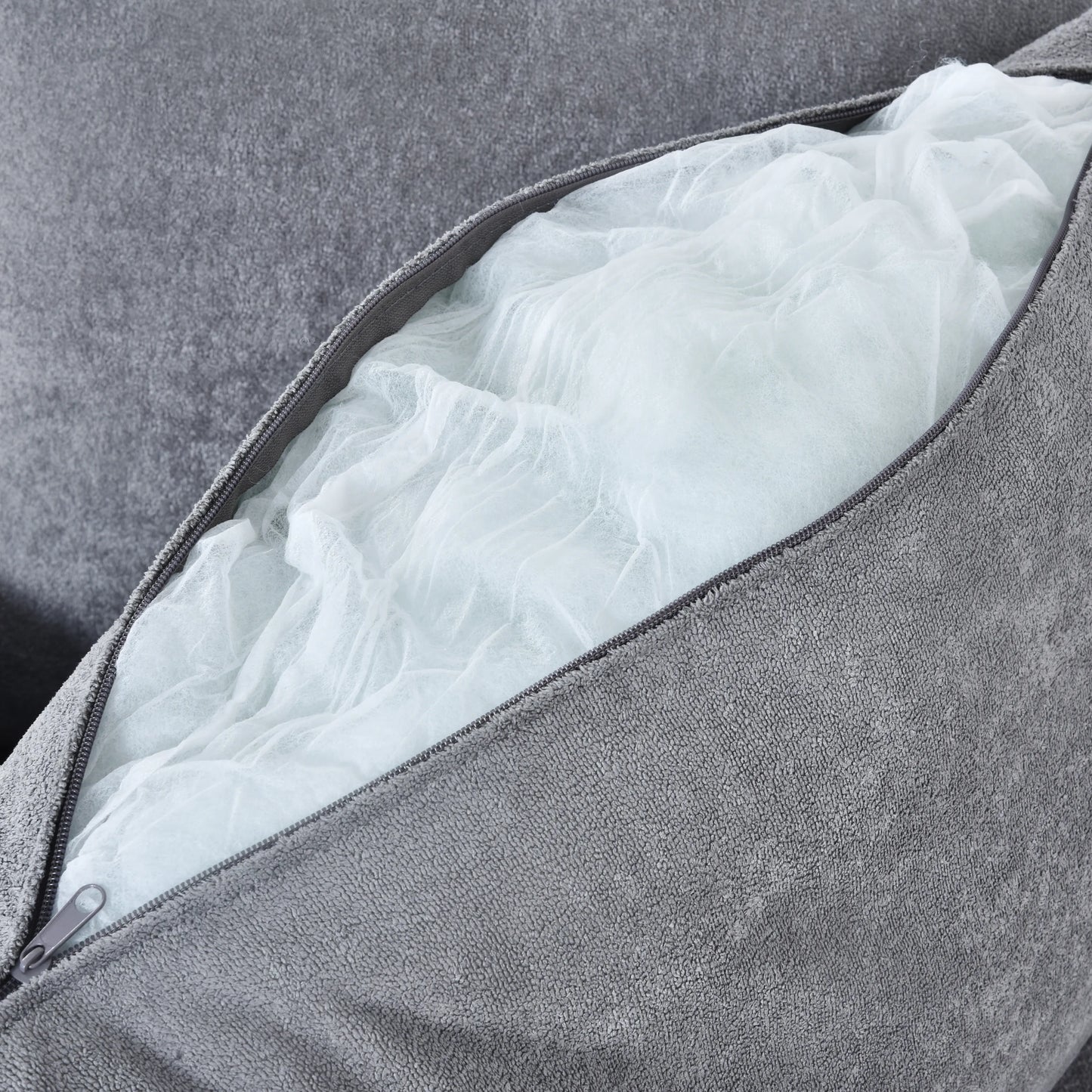 Louie Small Velvet Couch, L Shape Sofa with Chaise, Gray