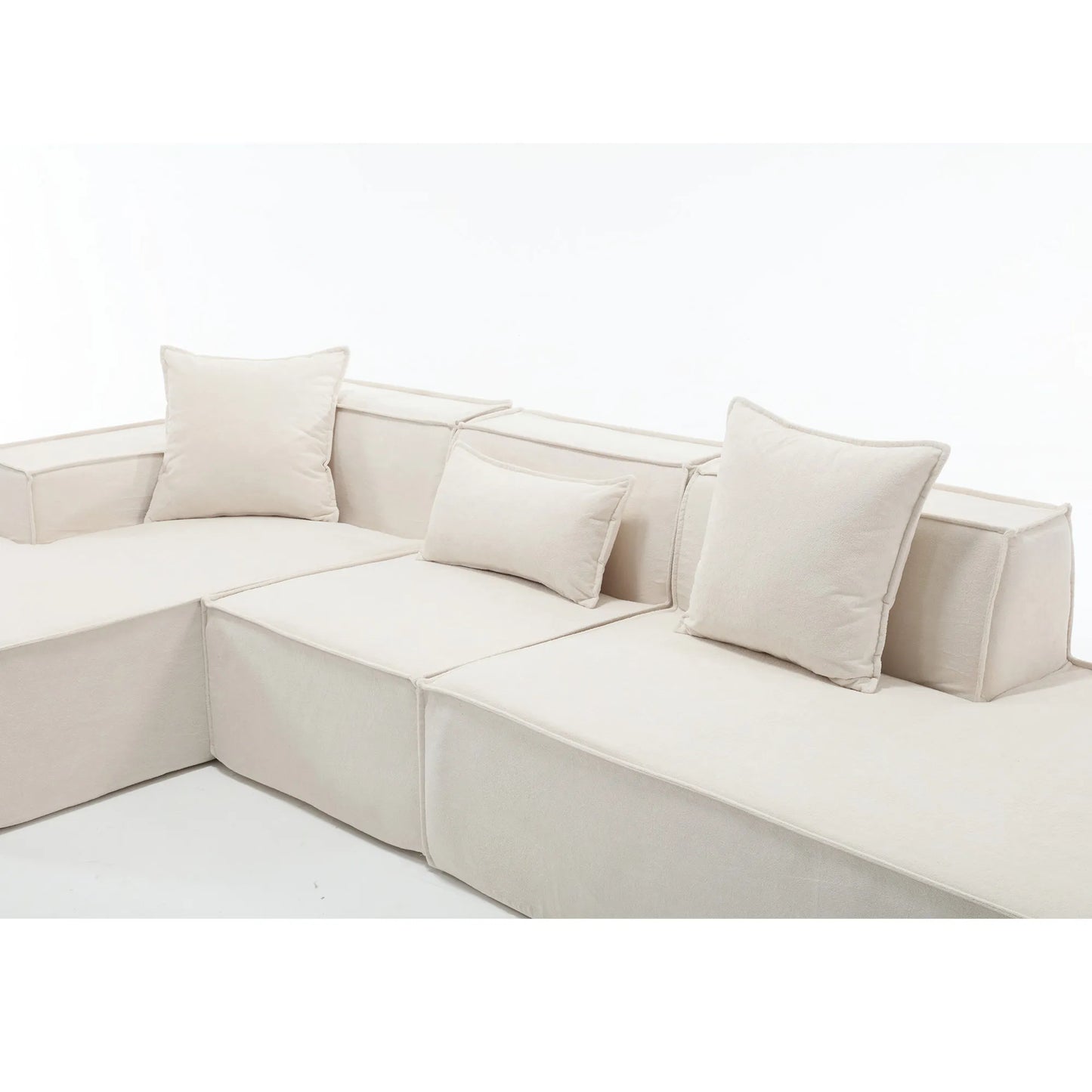 Modular Lounge Sofa, L Shaped Sectional with Chaise, Beige
