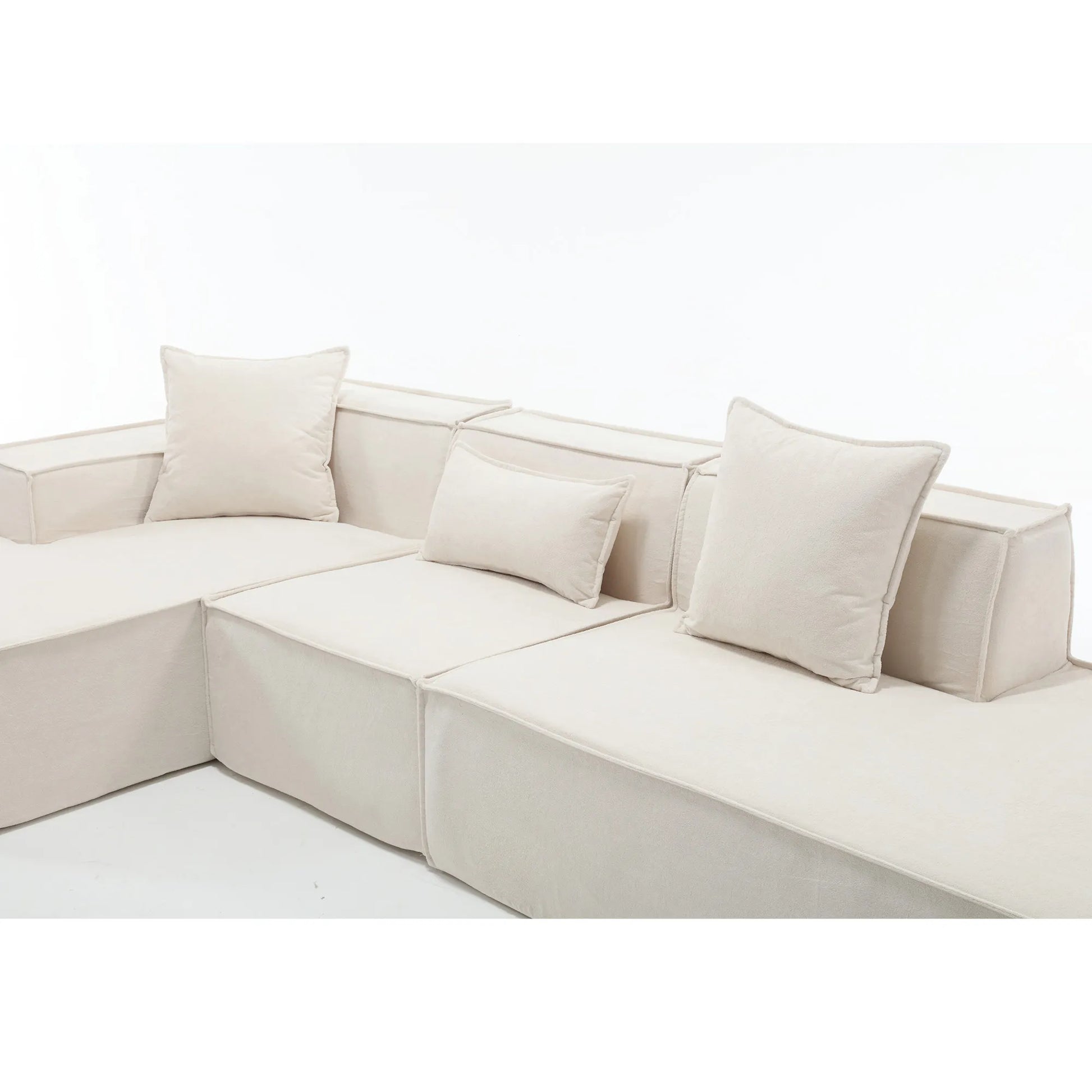 Modular Lounge Sofa, L Shaped Sectional with Chaise, Beige
