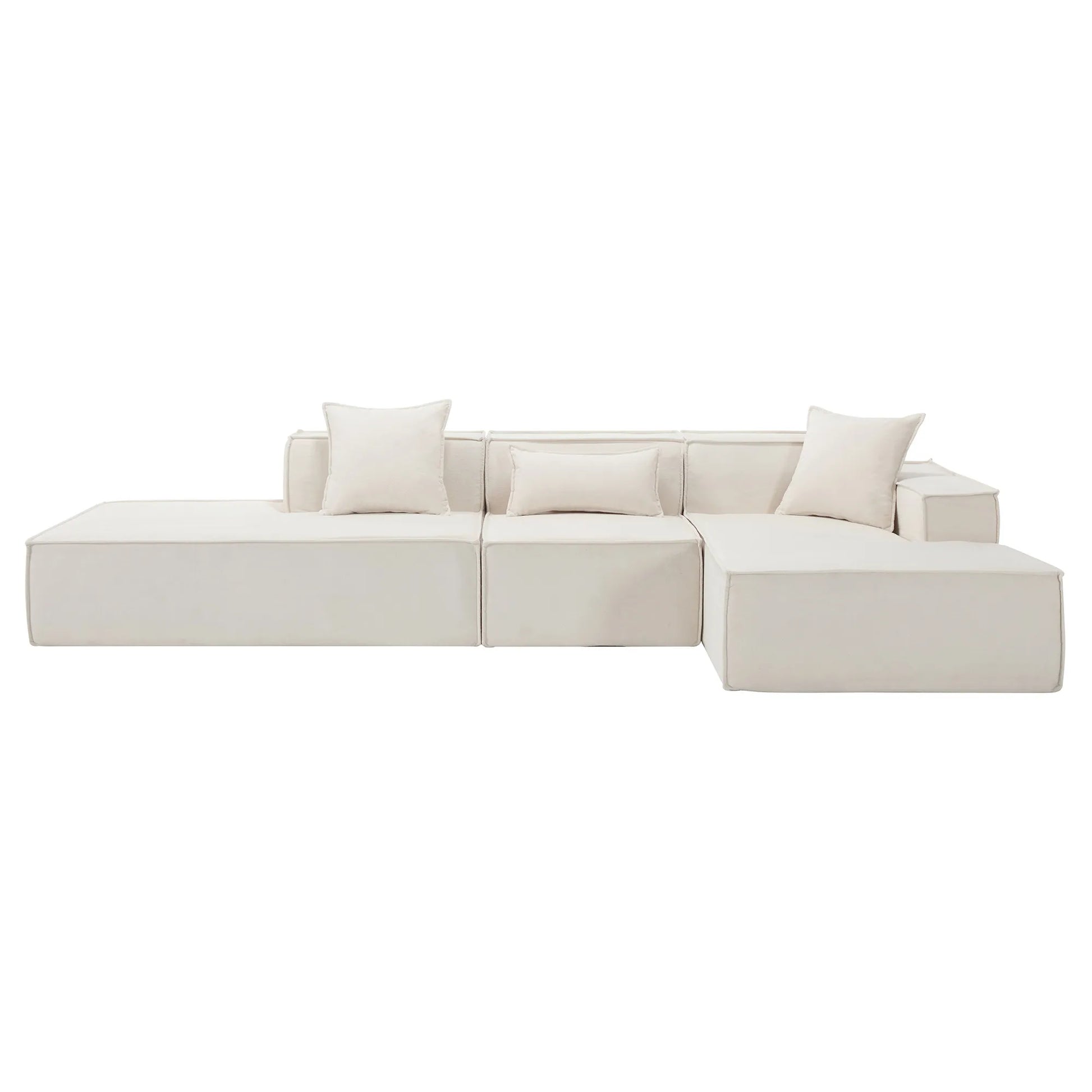 Modular Lounge Sofa, L Shaped Sectional with Chaise, Beige