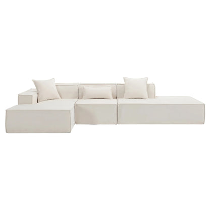Modular Lounge Sofa, L Shaped Sectional with Chaise, Beige
