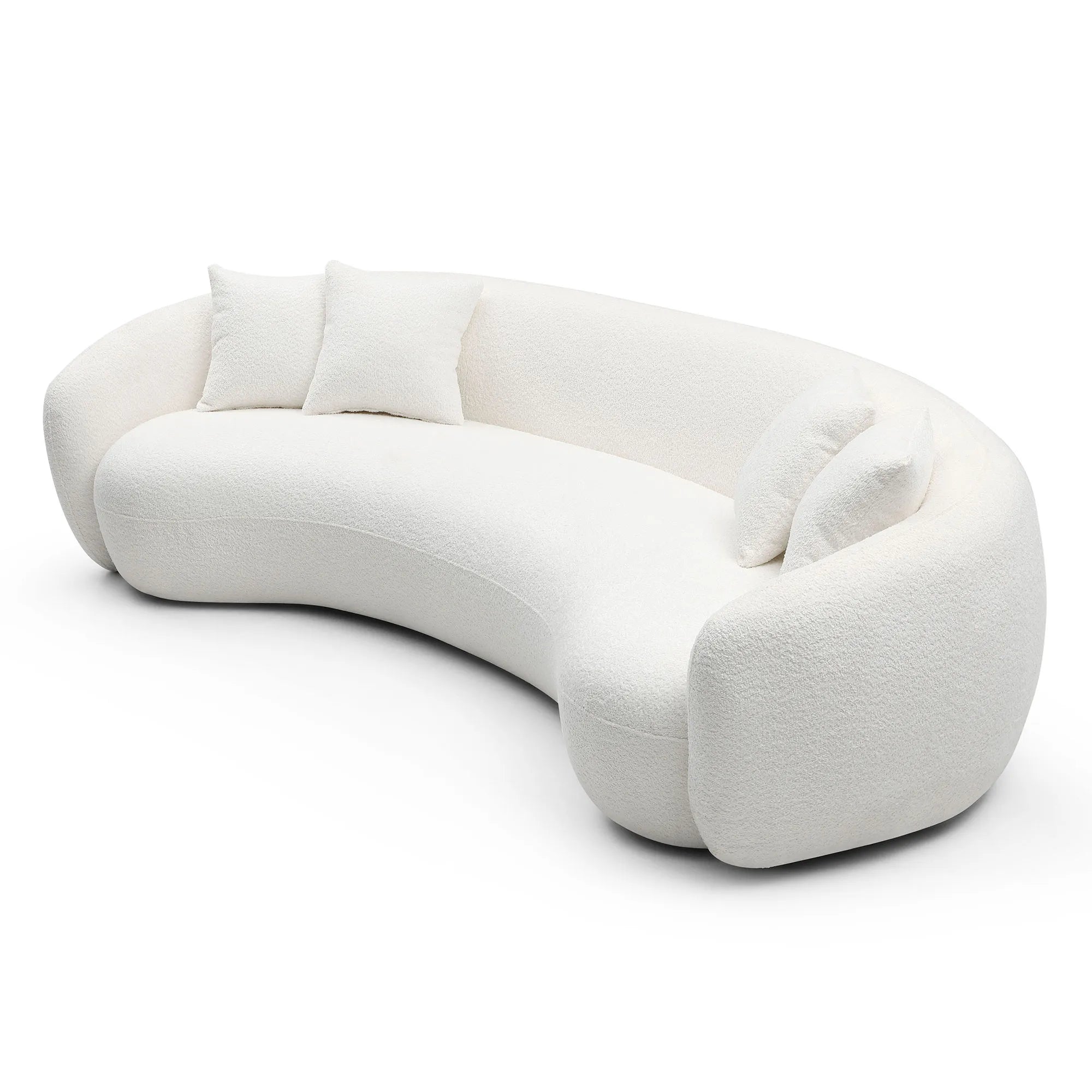 Modern Curved Sofa, Large Comfy Couch, White