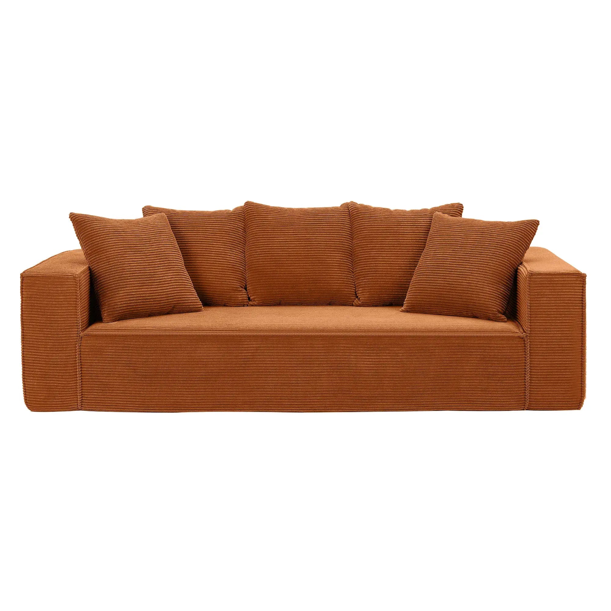 Louie Modern Corduroy Sofa, 3-Seater Couch for Living Room, Bedroom, Apartment - Orange