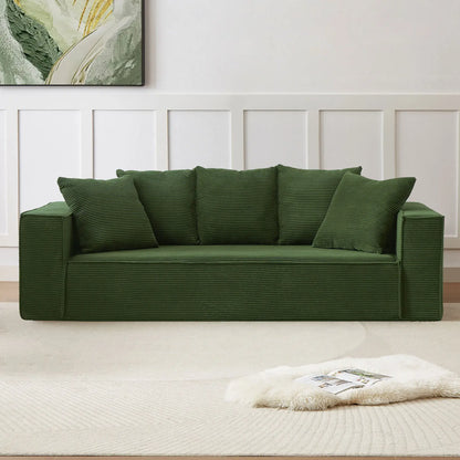 Louie Modern Corduroy Sofa, 3-Seater Couch for Living Room, Bedroom, Apartment in Green