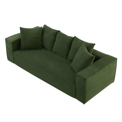 Louie Modern Corduroy Sofa, 3-Seater Couch for Living Room, Bedroom, Apartment in Green