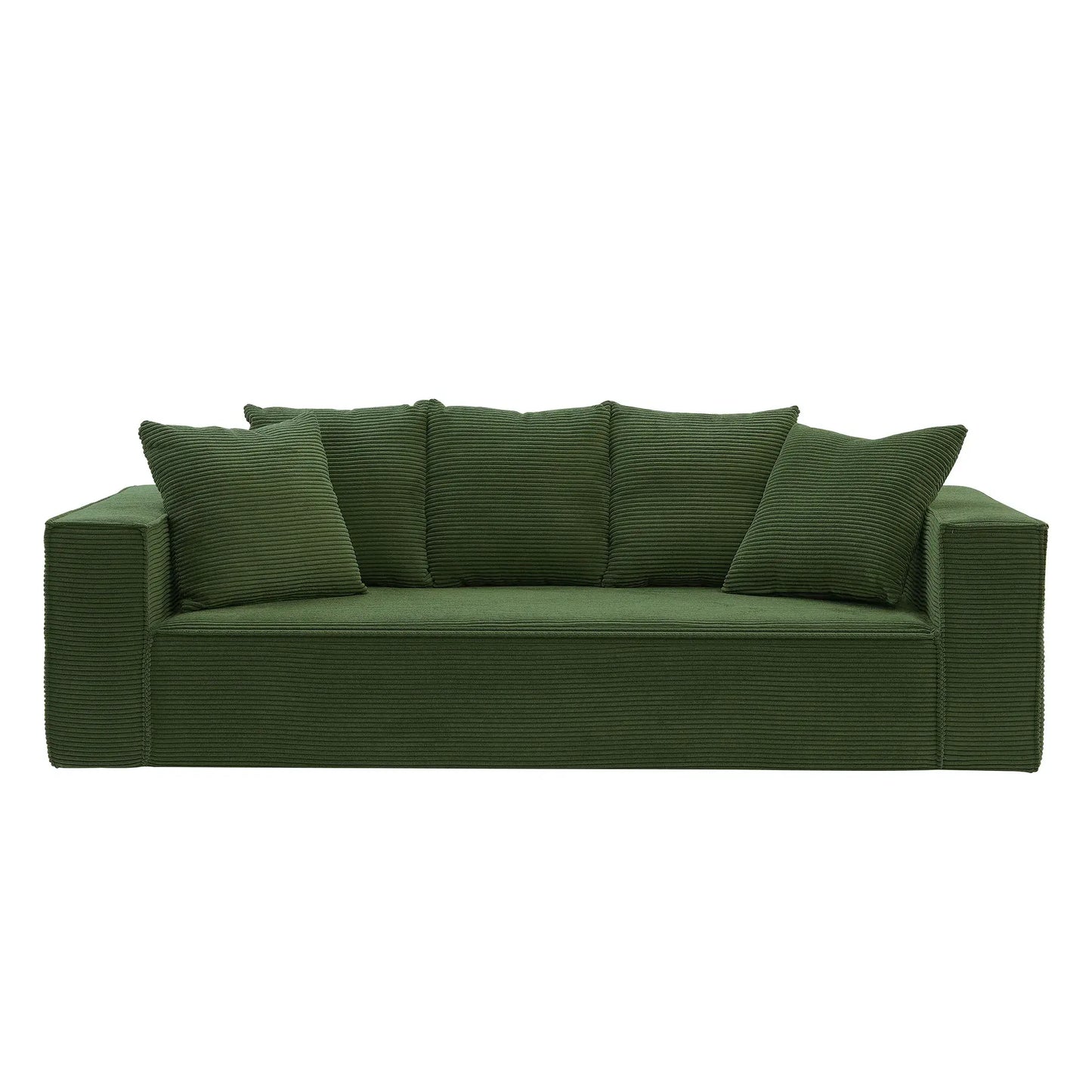 Louie Modern Corduroy Sofa, 3-Seater Couch for Living Room, Bedroom, Apartment in Green