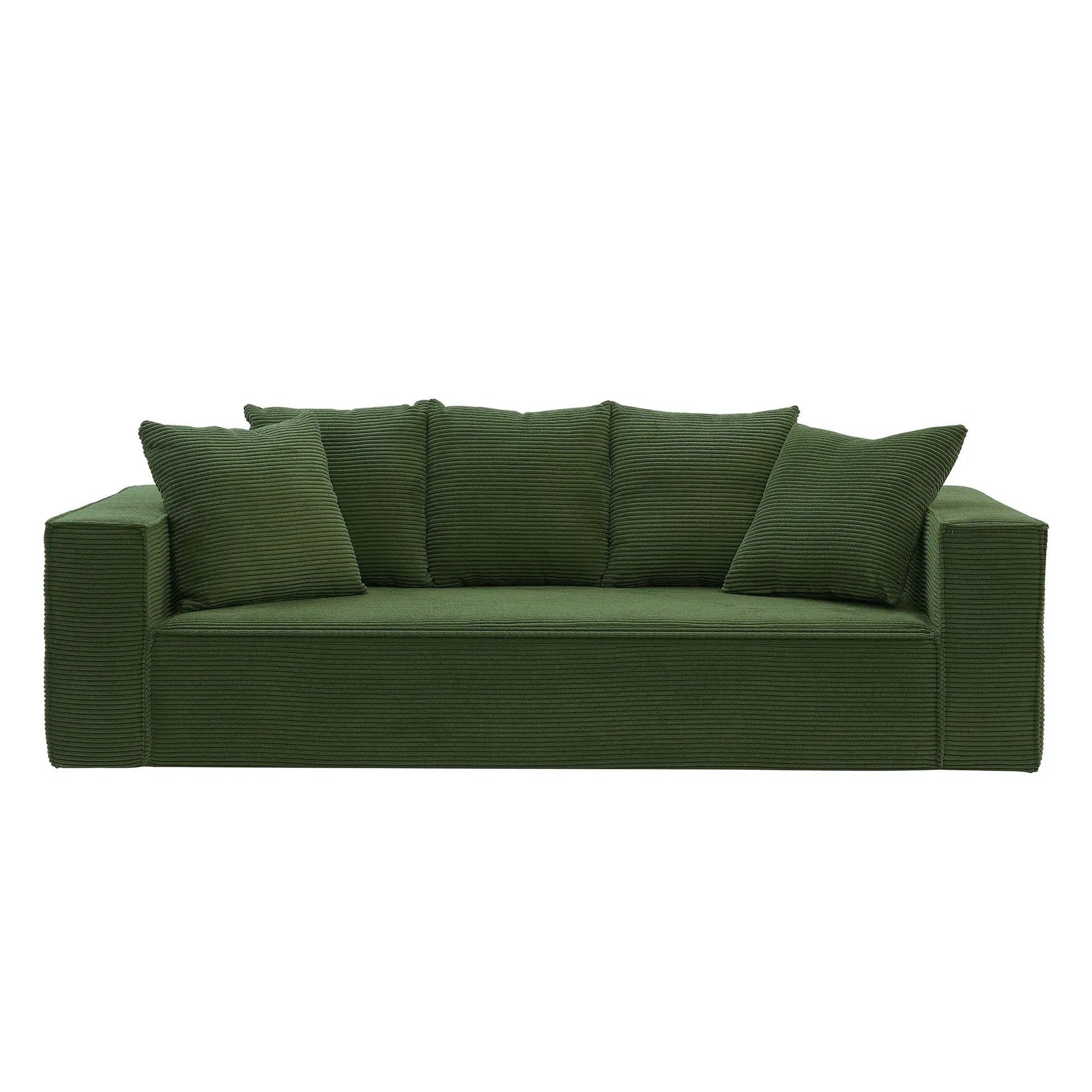 Louie Modern Corduroy Sofa, 3-Seater Couch for Living Room, Bedroom, Apartment in Green