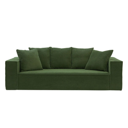 Louie Modern Corduroy Sofa, 3-Seater Couch for Living Room, Bedroom, Apartment in Green