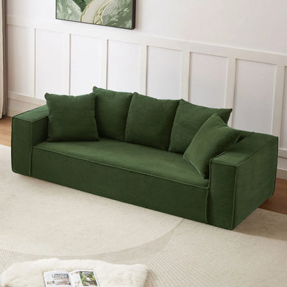 Louie Modern Corduroy Sofa, 3-Seater Couch for Living Room, Bedroom, Apartment in Green
