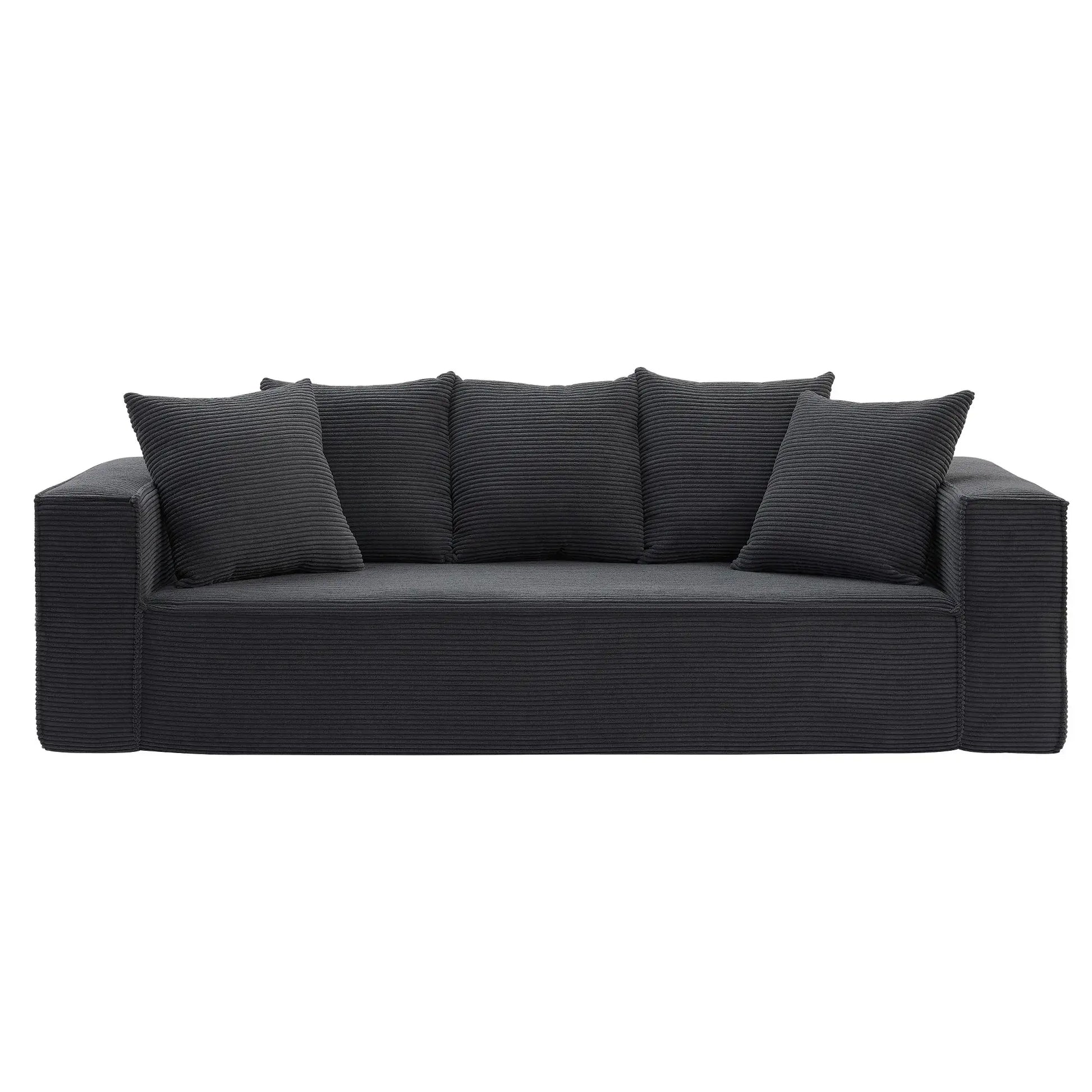 Louie Modern Corduroy Sofa, 3-Seater Couch for Living Room, Bedroom, Apartment in Black
