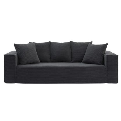 Louie Modern Corduroy Sofa, 3-Seater Couch for Living Room, Bedroom, Apartment in Black