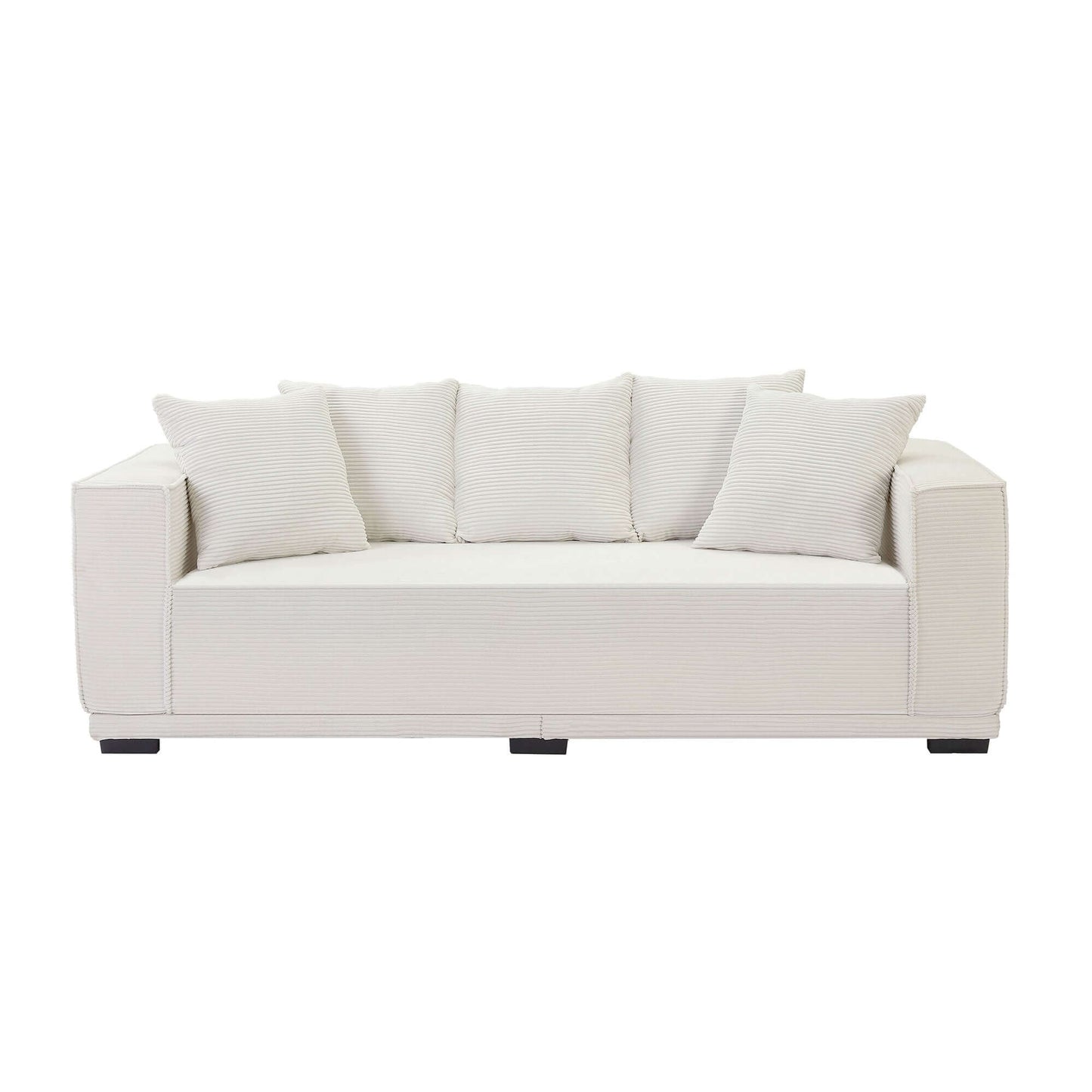 Louie Modern Corduroy Sofa, 3-Seater Couch for Living Room, Bedroom, Apartment in White