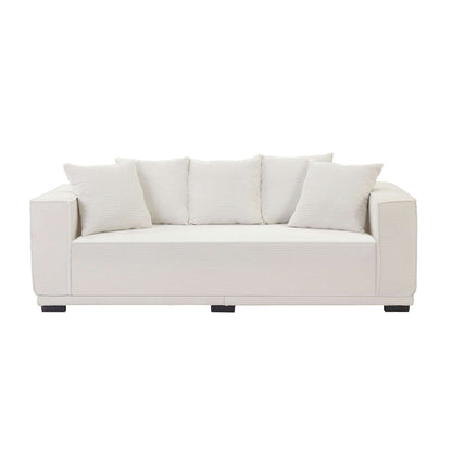 Louie Modern Corduroy Sofa, 3-Seater Couch for Living Room, Bedroom, Apartment in White