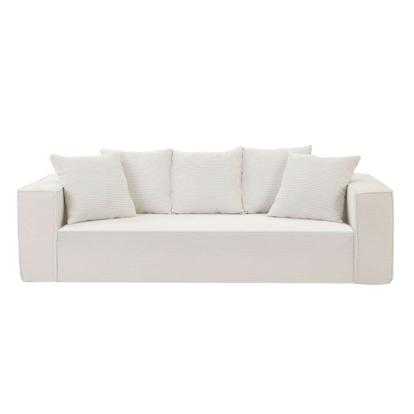 Louie Modern Corduroy Sofa, 3-Seater Couch for Living Room, Bedroom, Apartment in White