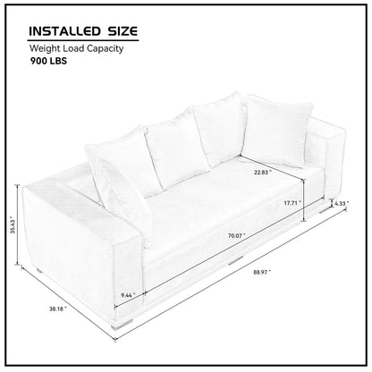 Louie Modern Corduroy Sofa, 3-Seater Couch for Living Room, Bedroom, Apartment in Green