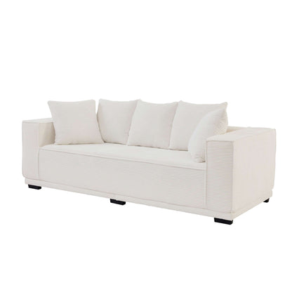 Louie Modern Corduroy Sofa, 3-Seater Couch for Living Room, Bedroom, Apartment in White
