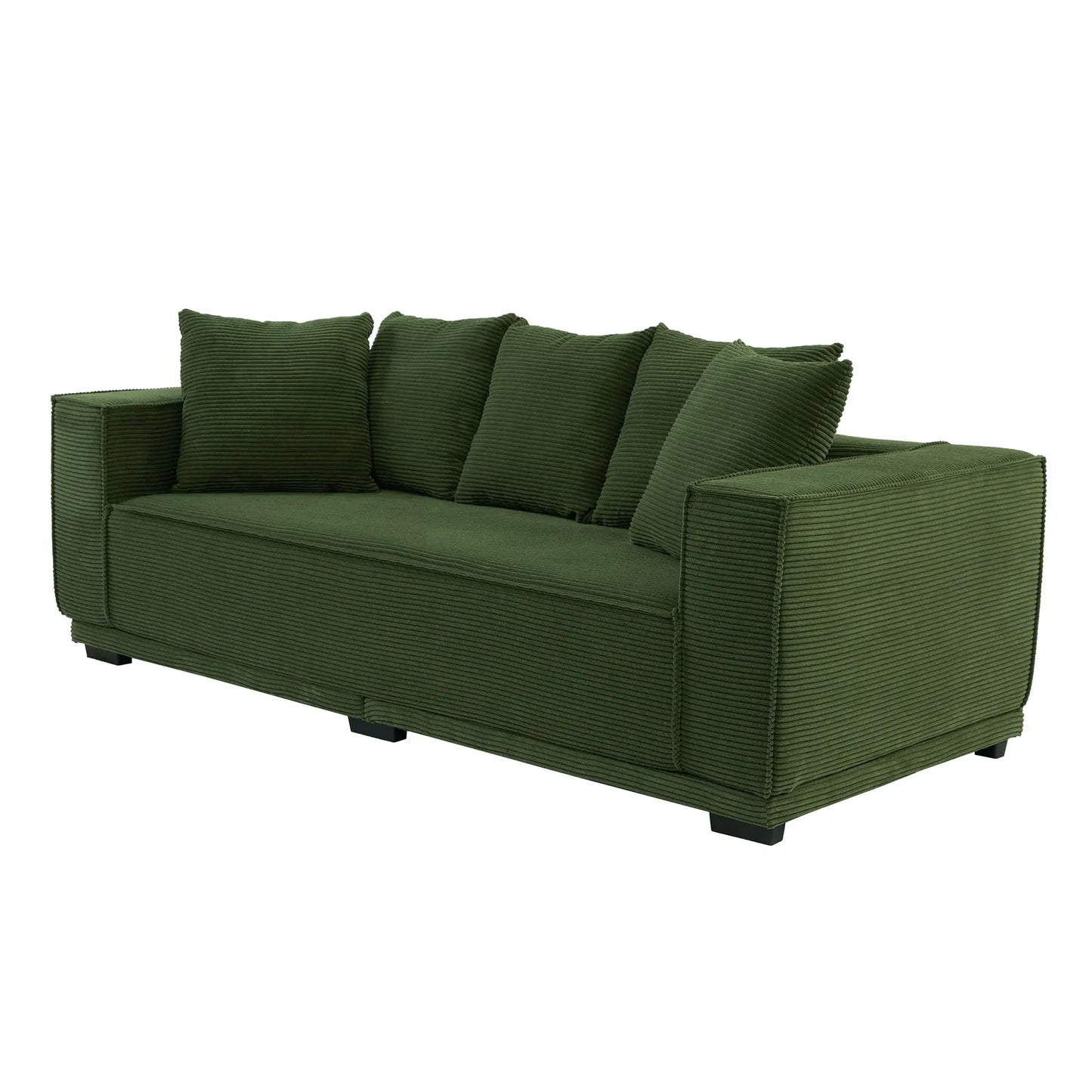 Louie Modern Corduroy Sofa, 3-Seater Couch for Living Room, Bedroom, Apartment in Green