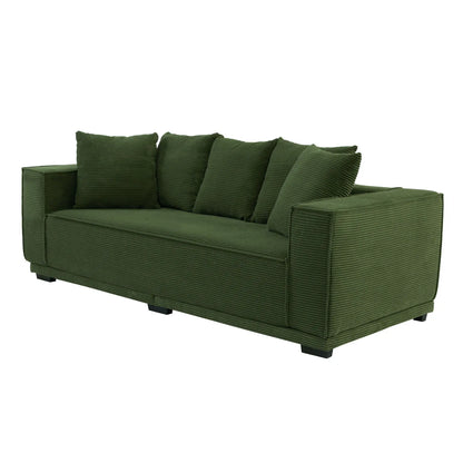 Louie Modern Corduroy Sofa, 3-Seater Couch for Living Room, Bedroom, Apartment in Green