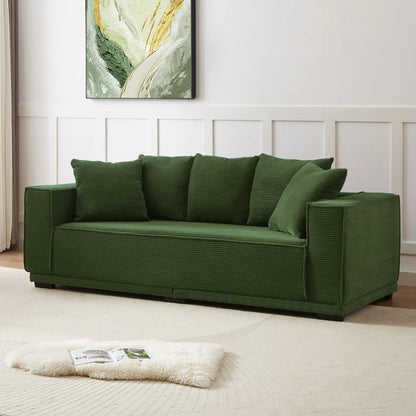 Louie Modern Corduroy Sofa, 3-Seater Couch for Living Room, Bedroom, Apartment in Green