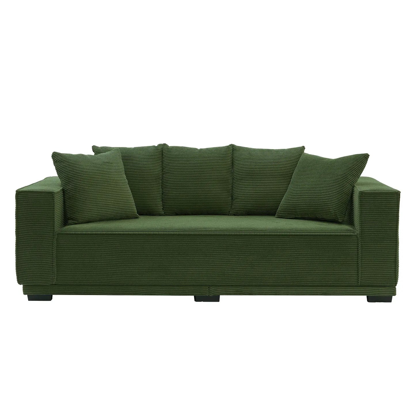 Louie Modern Corduroy Sofa, 3-Seater Couch for Living Room, Bedroom, Apartment in Green