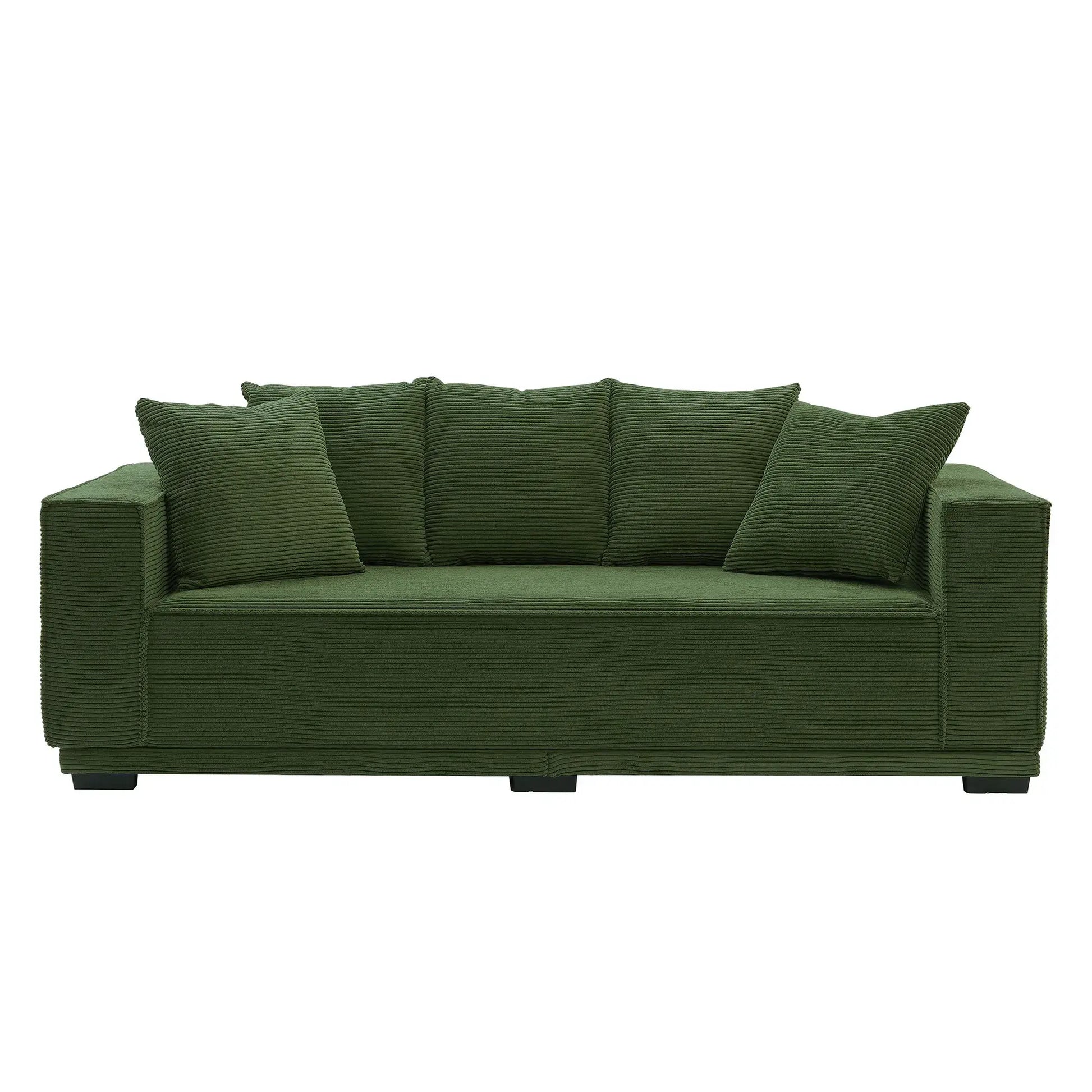 Louie Modern Corduroy Sofa, 3-Seater Couch for Living Room, Bedroom, Apartment in Green
