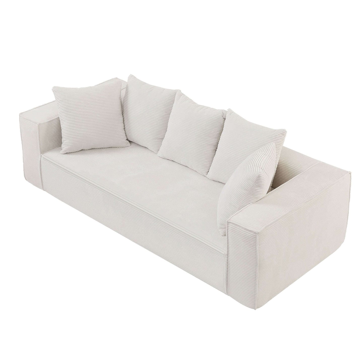 Louie Modern Corduroy Sofa, 3-Seater Couch for Living Room, Bedroom, Apartment in White