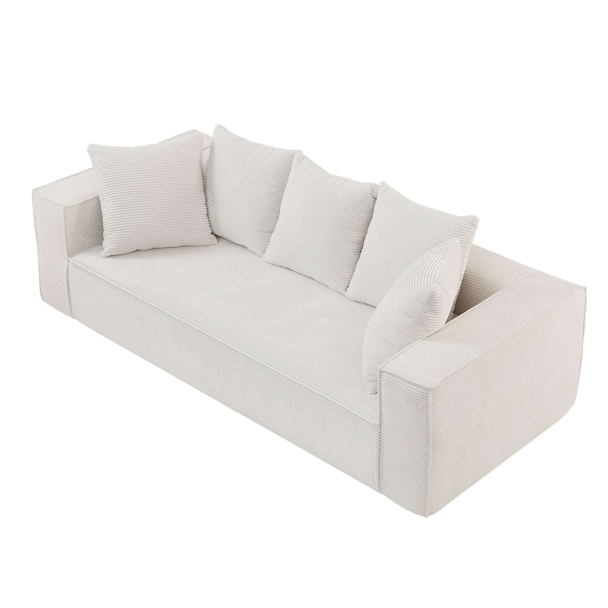Louie Modern Corduroy Sofa, 3-Seater Couch for Living Room, Bedroom, Apartment in White