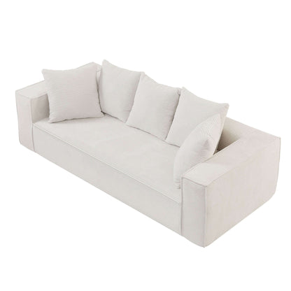 Louie Modern Corduroy Sofa, 3-Seater Couch for Living Room, Bedroom, Apartment in White
