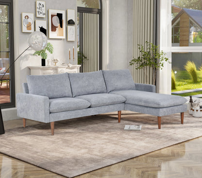 Louie Small Velvet Couch, L Shape Sofa with Chaise, Gray