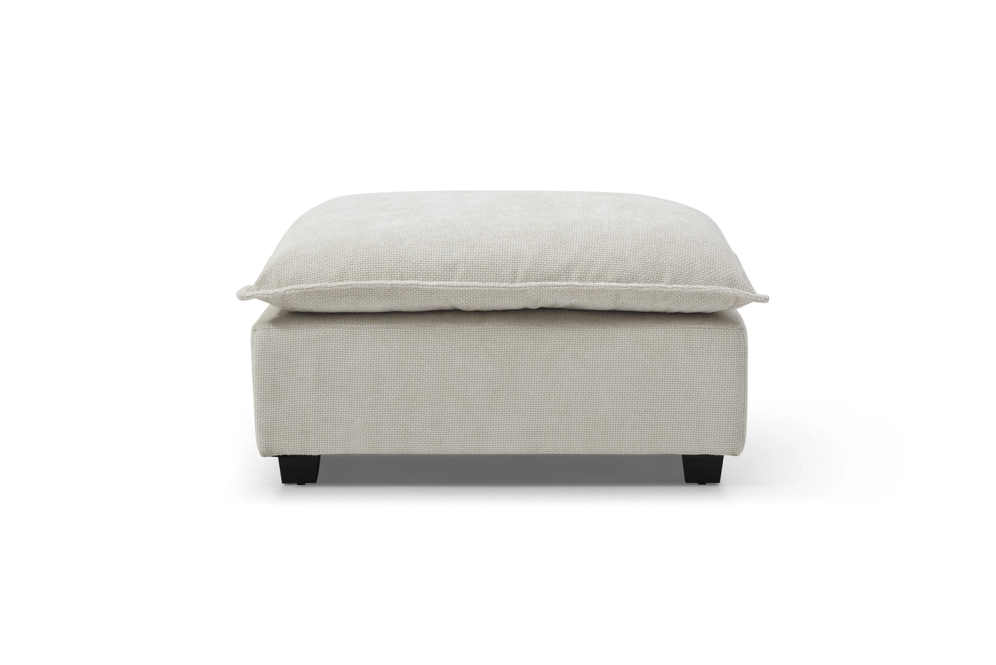 Plush Modular Sectional Sofa, L-Shaped Couch with Ottoman, Beige