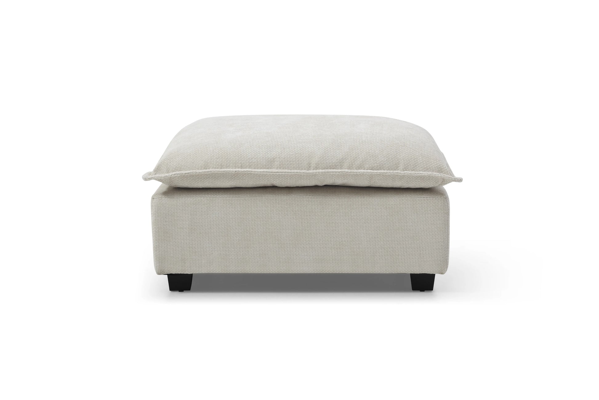 Plush Modular Sectional Sofa, L-Shaped Couch with Ottoman, Beige