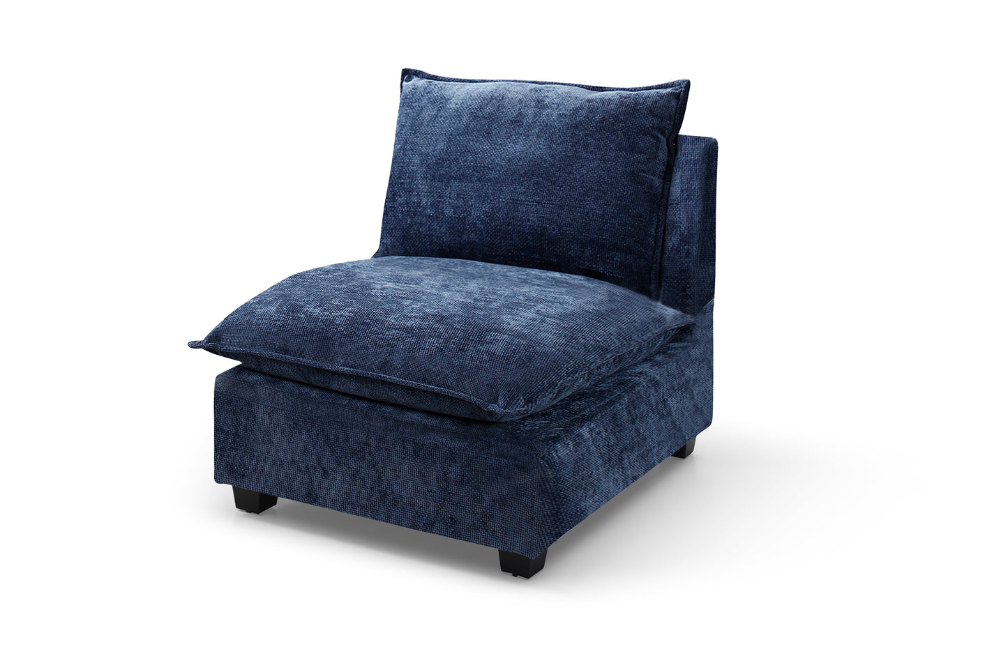 Plush Modular Sectional Sofa, L-Shaped Couch with Ottoman, Blue