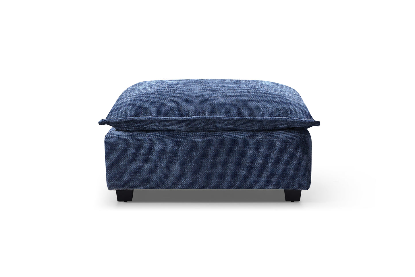 Plush Modular Sectional Sofa, L-Shaped Couch with Ottoman, Blue