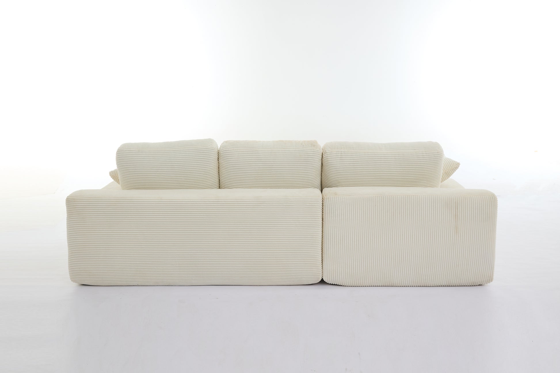 Chaise Lounge Sofa, L Shape Reversible Corduroy Couch Sectional, White