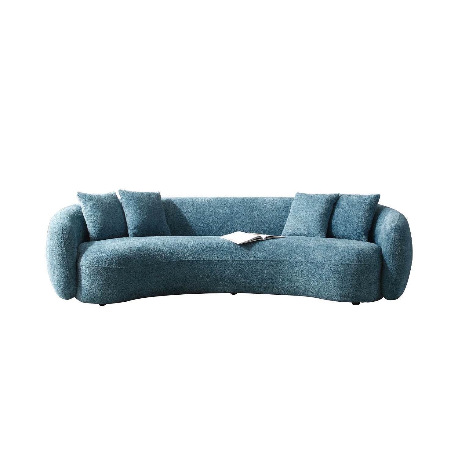 Modern Curved Sofa, Large Comfy Couch, Blue