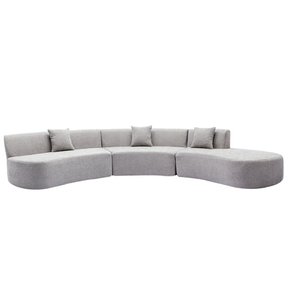 Curved Sofa, Modern Large Sectional Couch - Gray