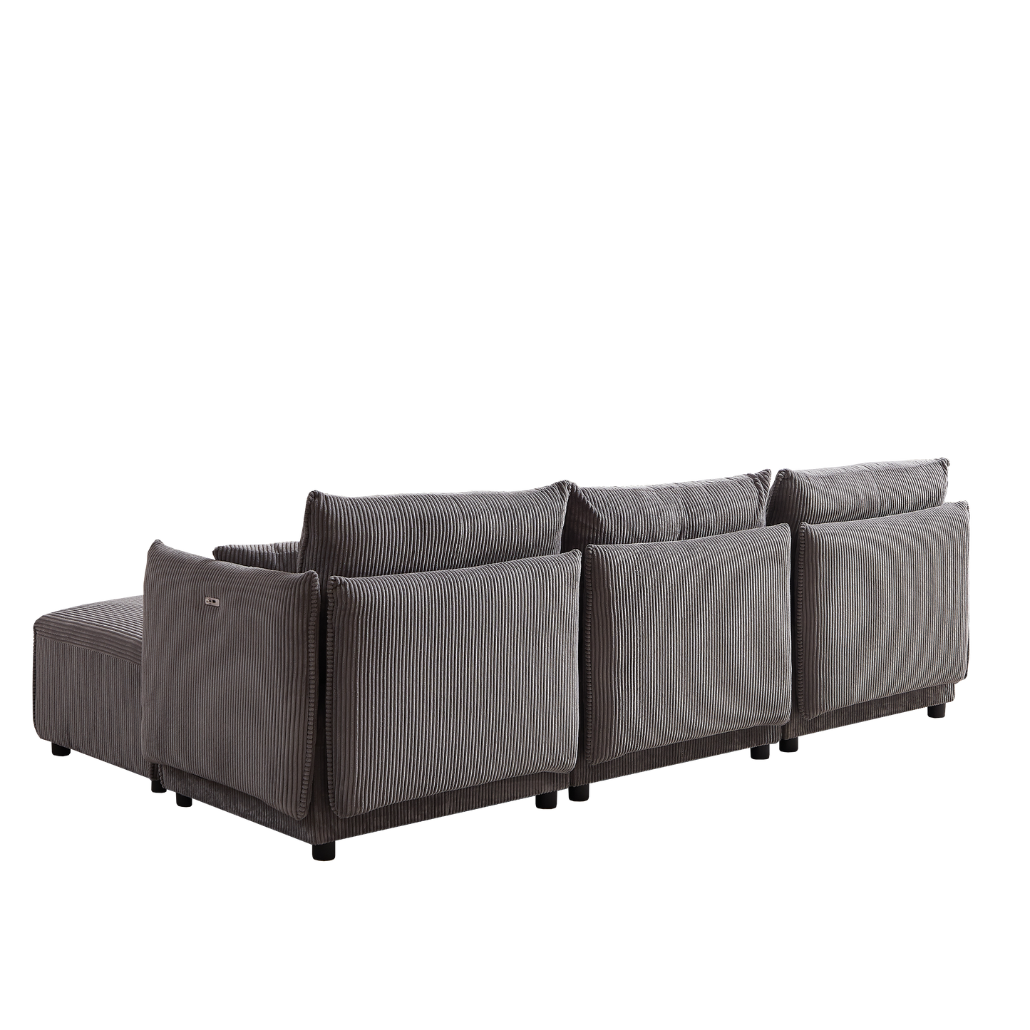 Modular U Shaped Sectional Sofa, Corduroy Couch with Ottoman - Gray
